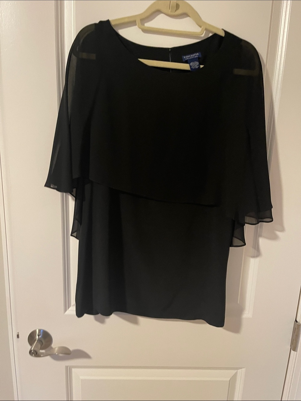 Doncaster Black Layered Chiffon Cape Blouse